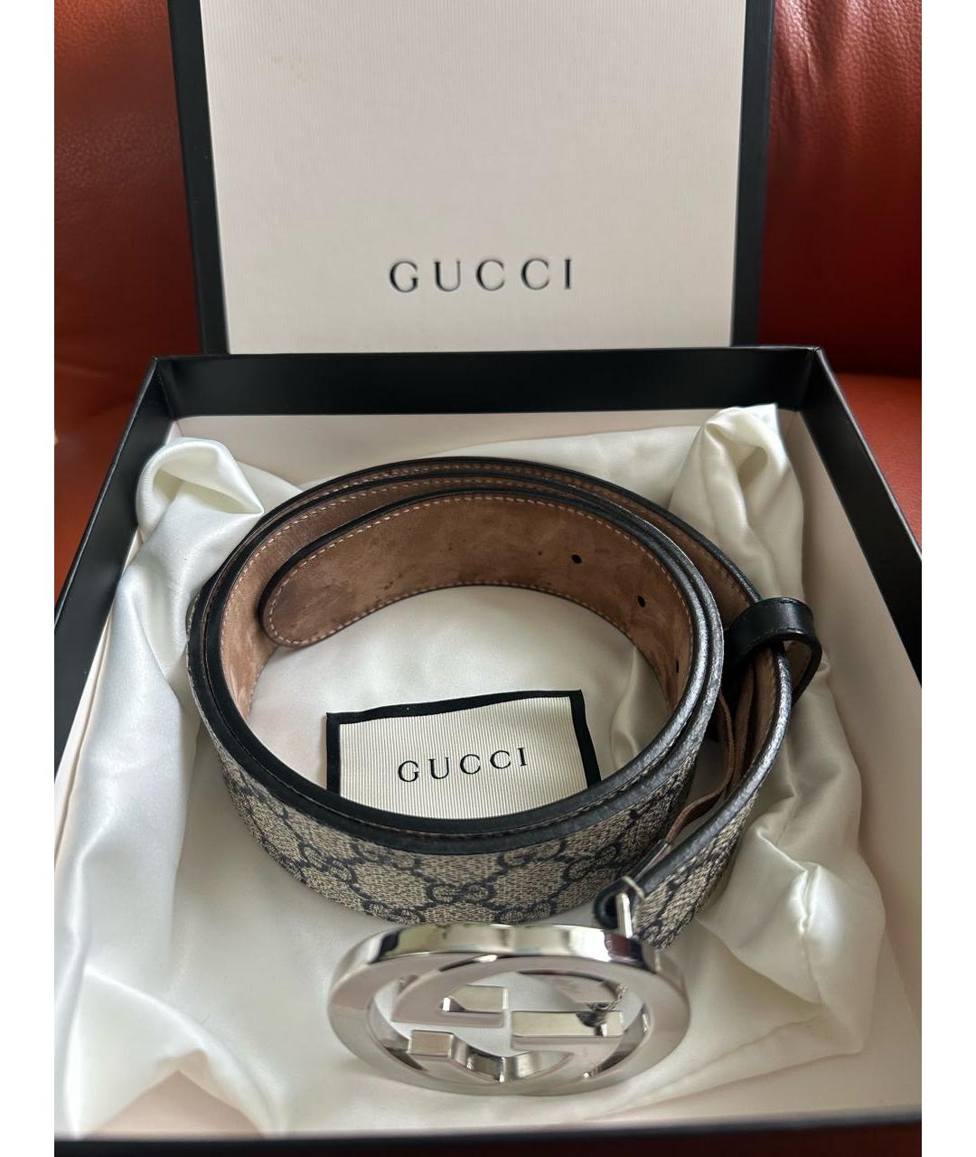 GUCCI Серый кожаный ремень, фото 4