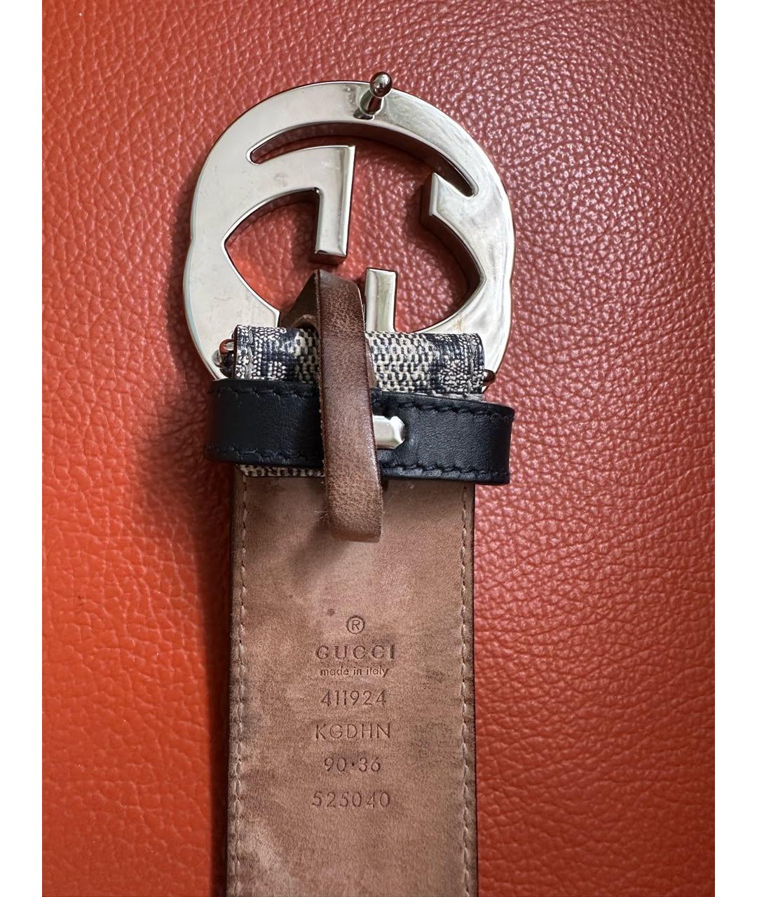 GUCCI Серый кожаный ремень, фото 3