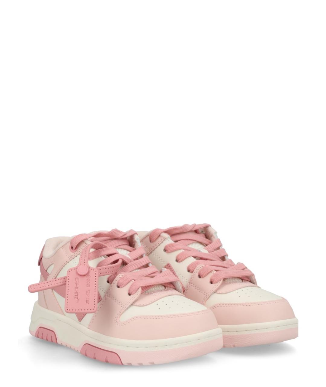 OFF-WHITE Розовые кожаные кеды, фото 2