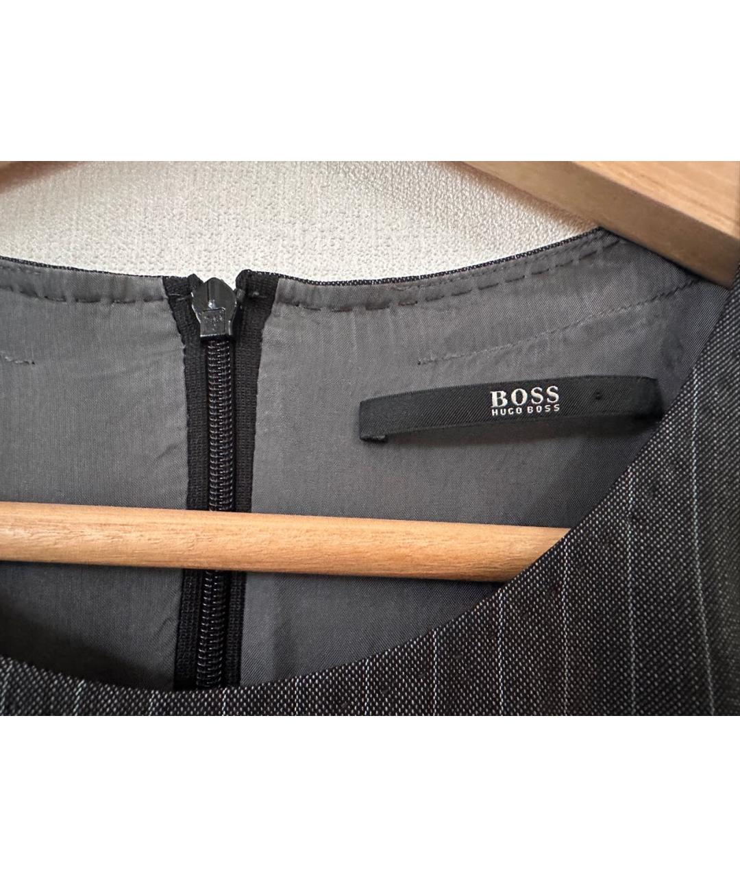 HUGO BOSS Серое шерстяное повседневное платье, фото 4