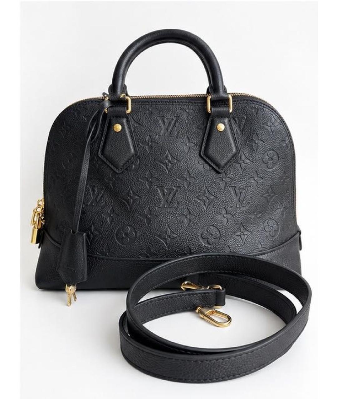 LOUIS VUITTON Черная кожаная сумка тоут, фото 5