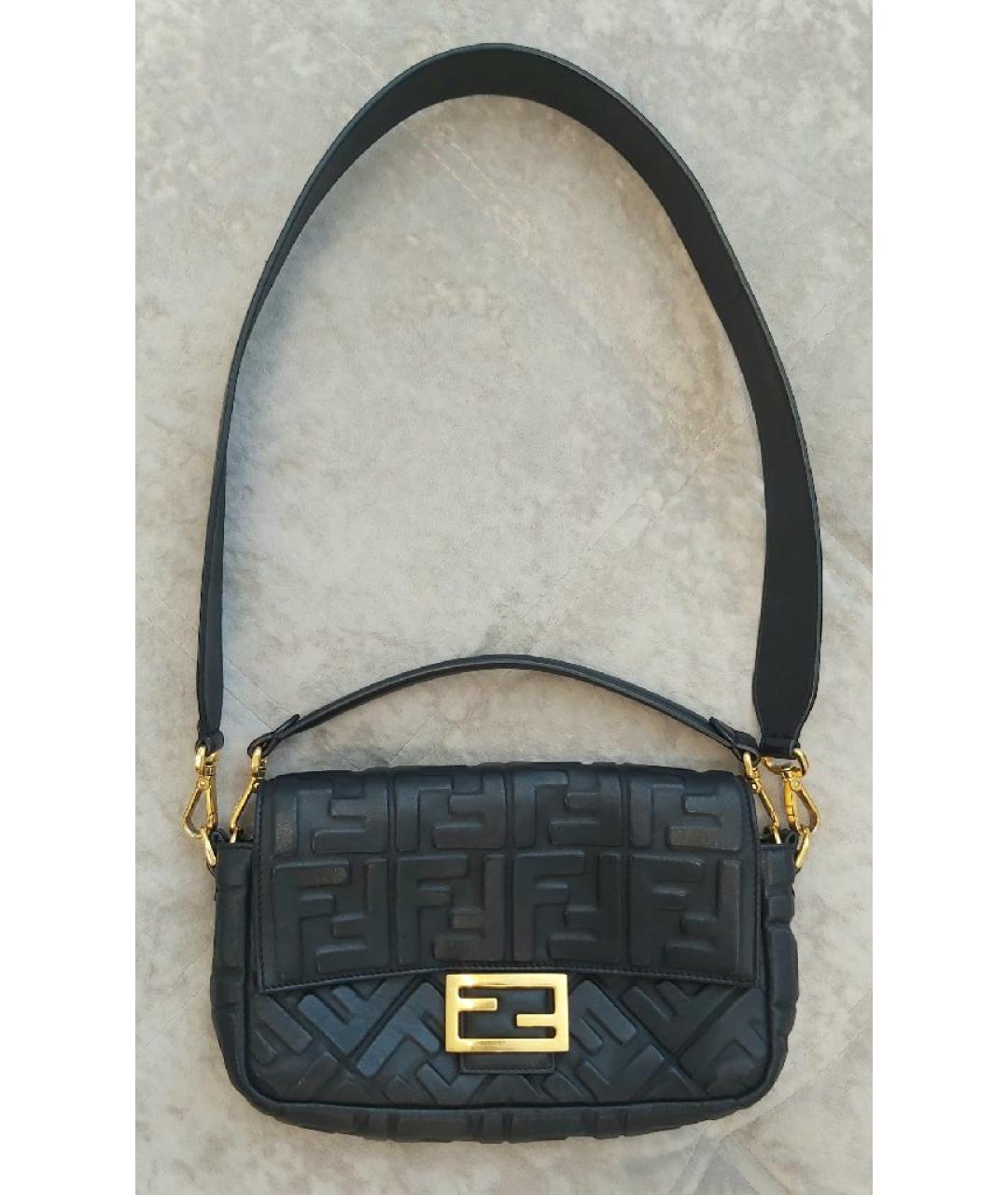 FENDI Черная кожаная сумка с короткими ручками, фото 9