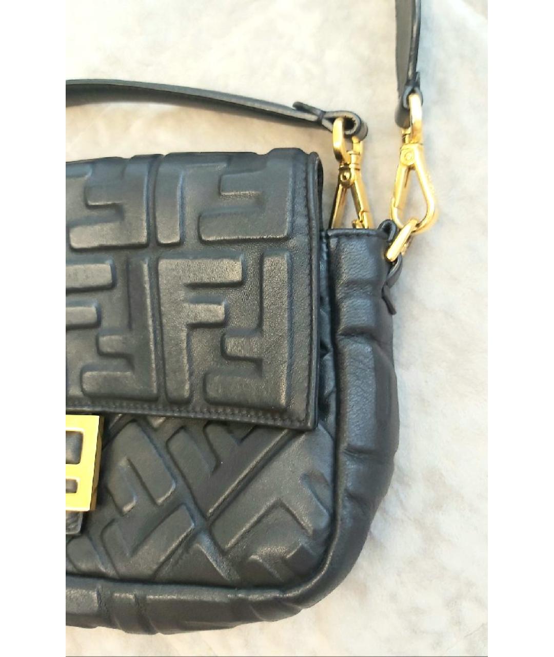 FENDI Черная кожаная сумка с короткими ручками, фото 2