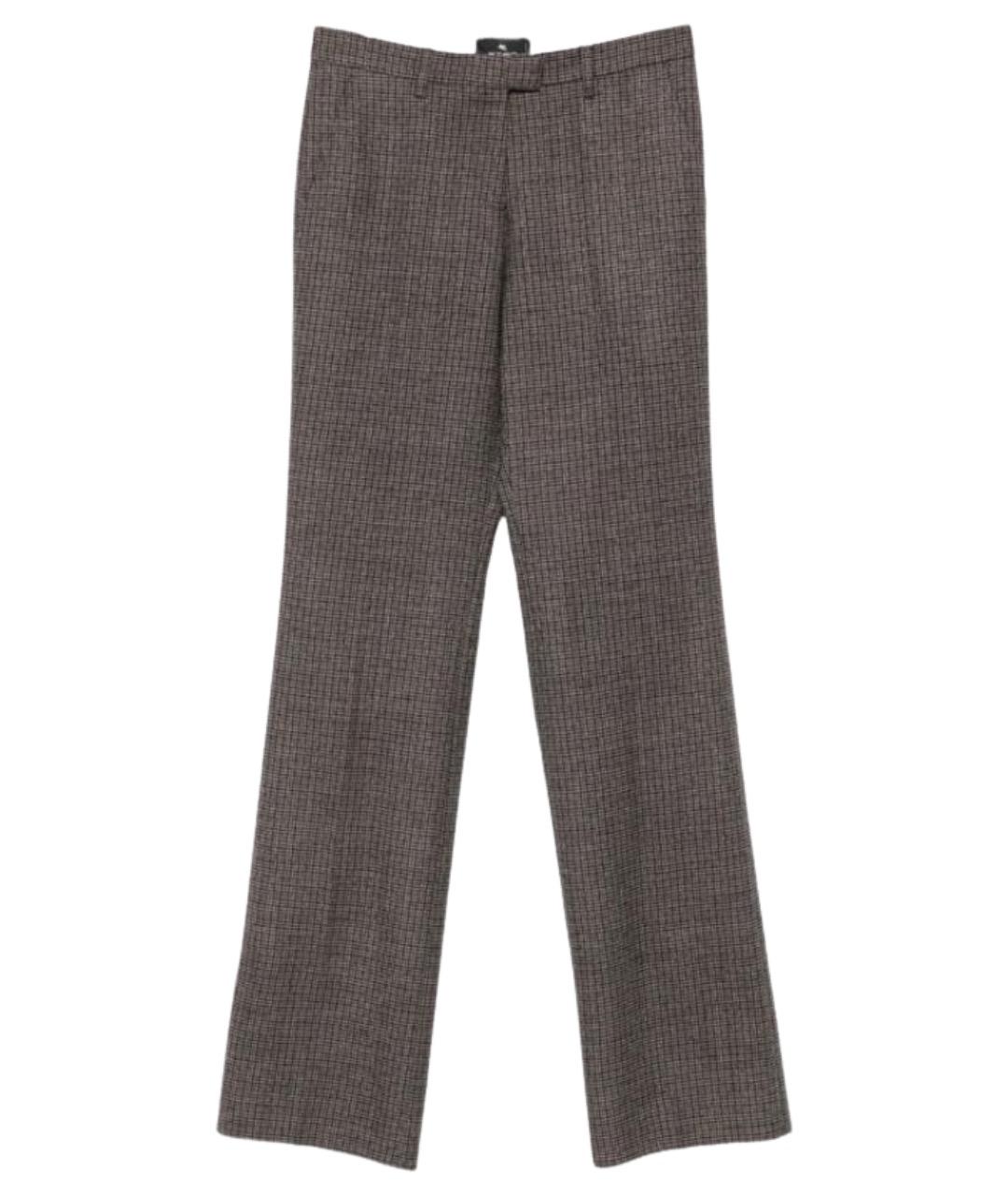 ETRO Коричневые шерстяные прямые брюки, фото 1