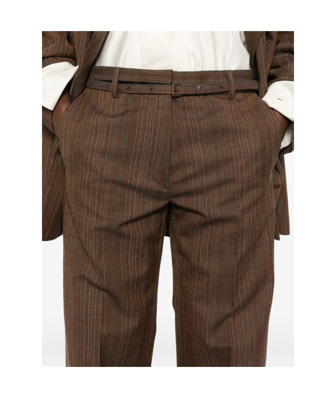 DRIES VAN NOTEN Коричневые вискозные прямые брюки, фото 2