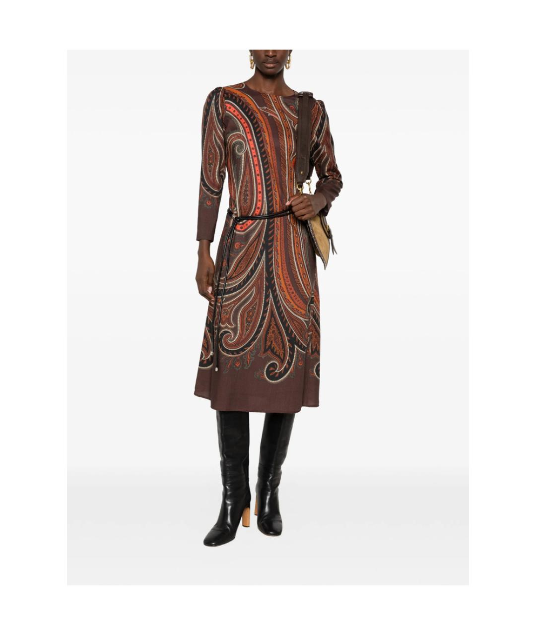 ETRO Коричневое вискозное повседневное платье, фото 3