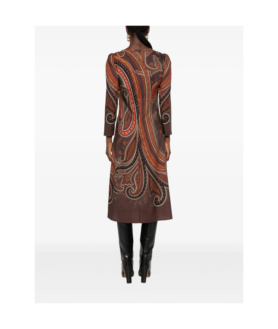 ETRO Коричневое вискозное повседневное платье, фото 4