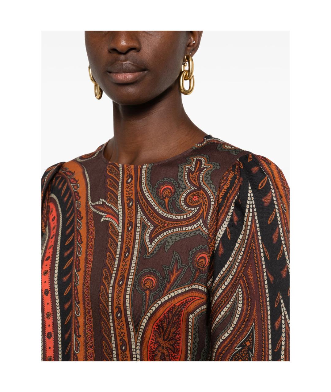 ETRO Коричневое вискозное повседневное платье, фото 2