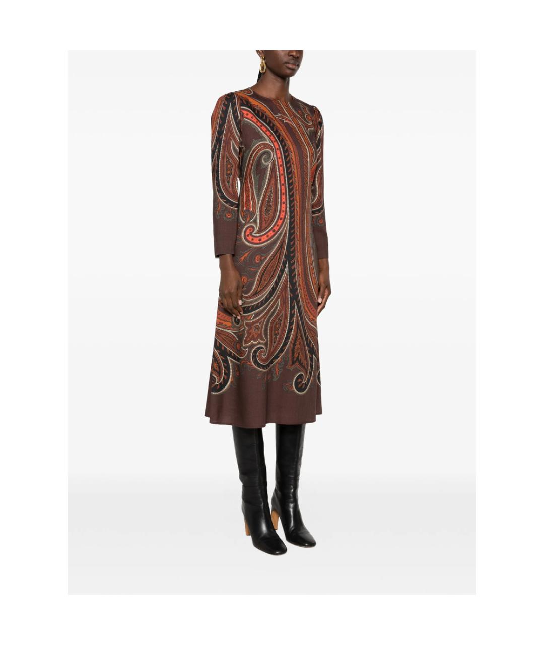 ETRO Коричневое вискозное повседневное платье, фото 5