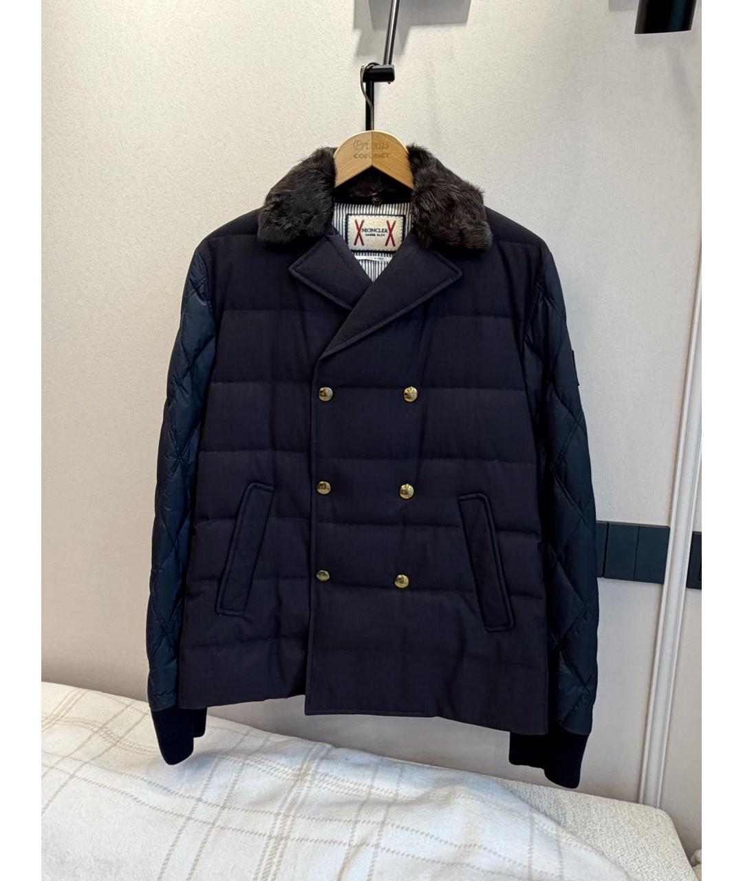 MONCLER Темно-синяя шерстяная куртка, фото 8