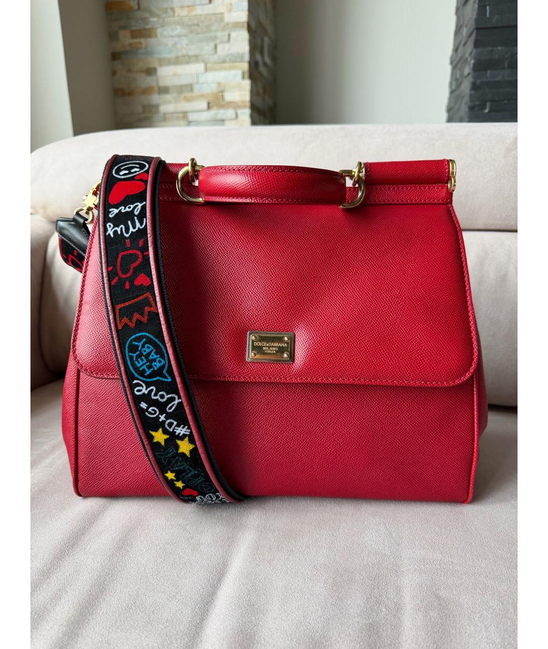DOLCE&GABBANA Красная кожаная сумка с короткими ручками, фото 7