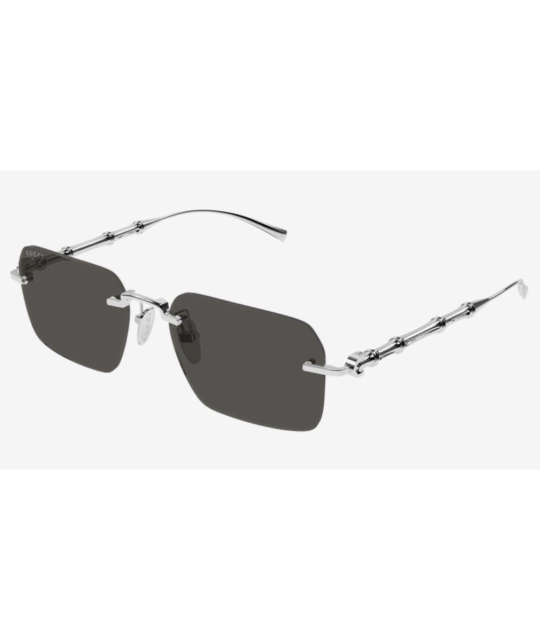 GUCCI Серебряные металлические солнцезащитные очки, фото 4