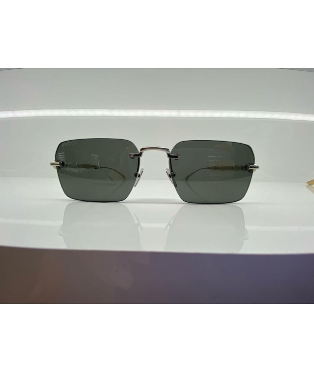 GUCCI Серебряные металлические солнцезащитные очки, фото 3