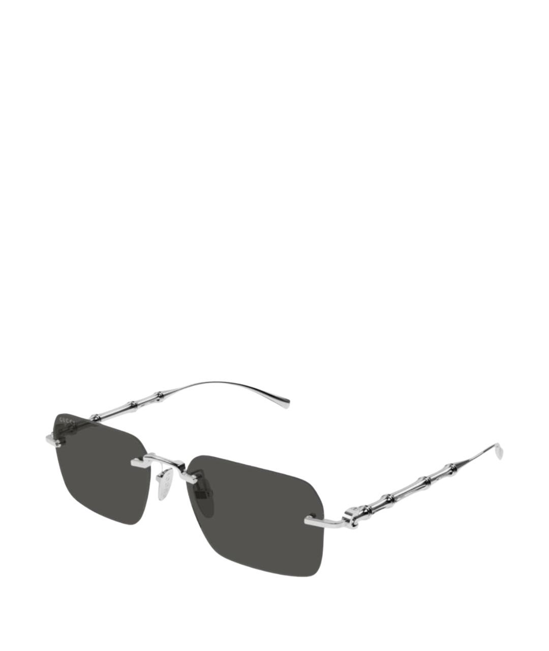 GUCCI Серебряные металлические солнцезащитные очки, фото 1