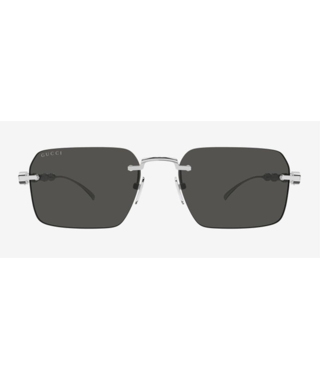 GUCCI Серебряные металлические солнцезащитные очки, фото 2