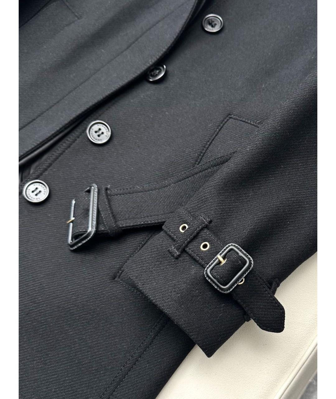 BURBERRY Черное шерстяное пальто, фото 4