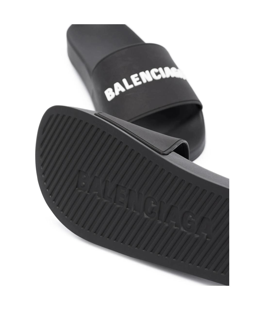 BALENCIAGA Черные резиновые шлепанцы, фото 4