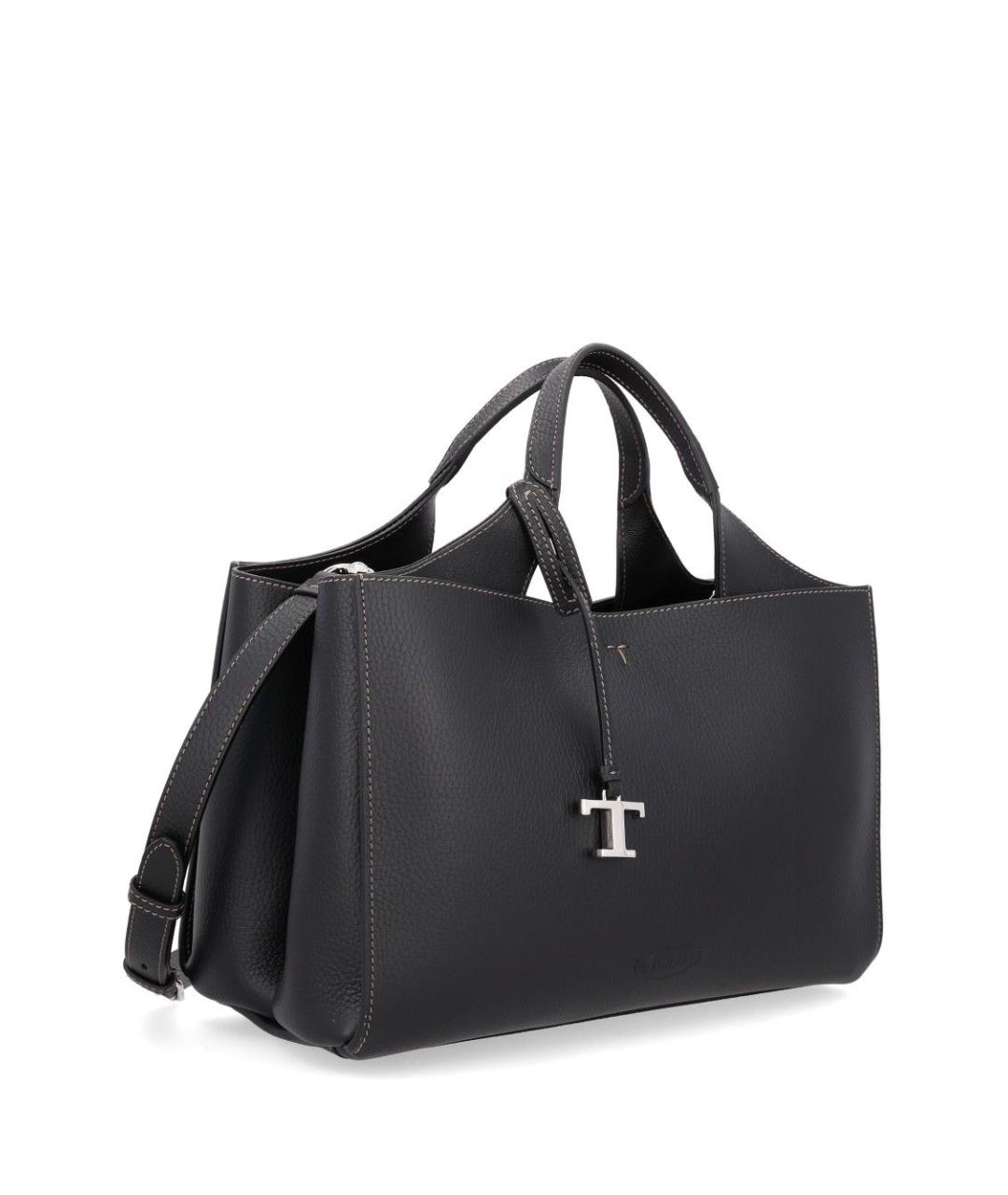 TOD'S Черная кожаная сумка тоут, фото 2