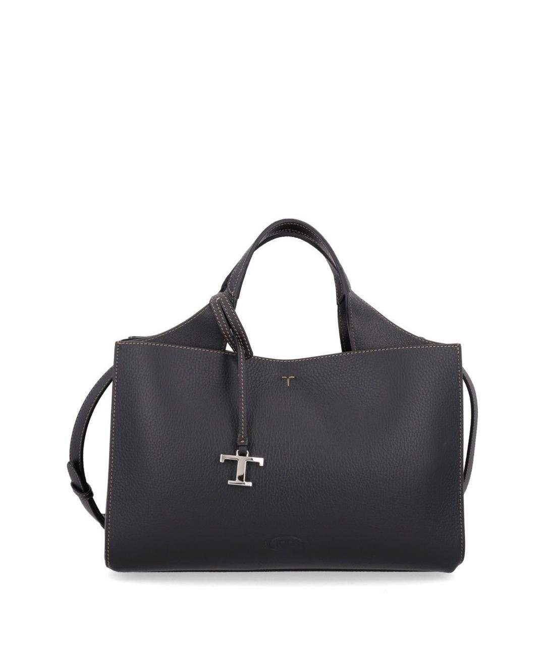 TOD'S Черная кожаная сумка тоут, фото 1