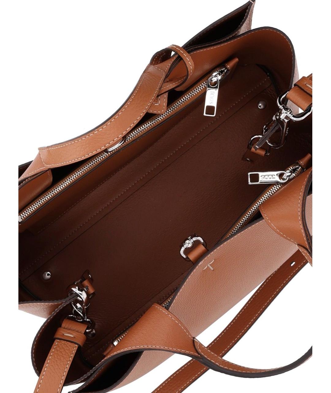 TOD'S Коричневая кожаная сумка тоут, фото 4