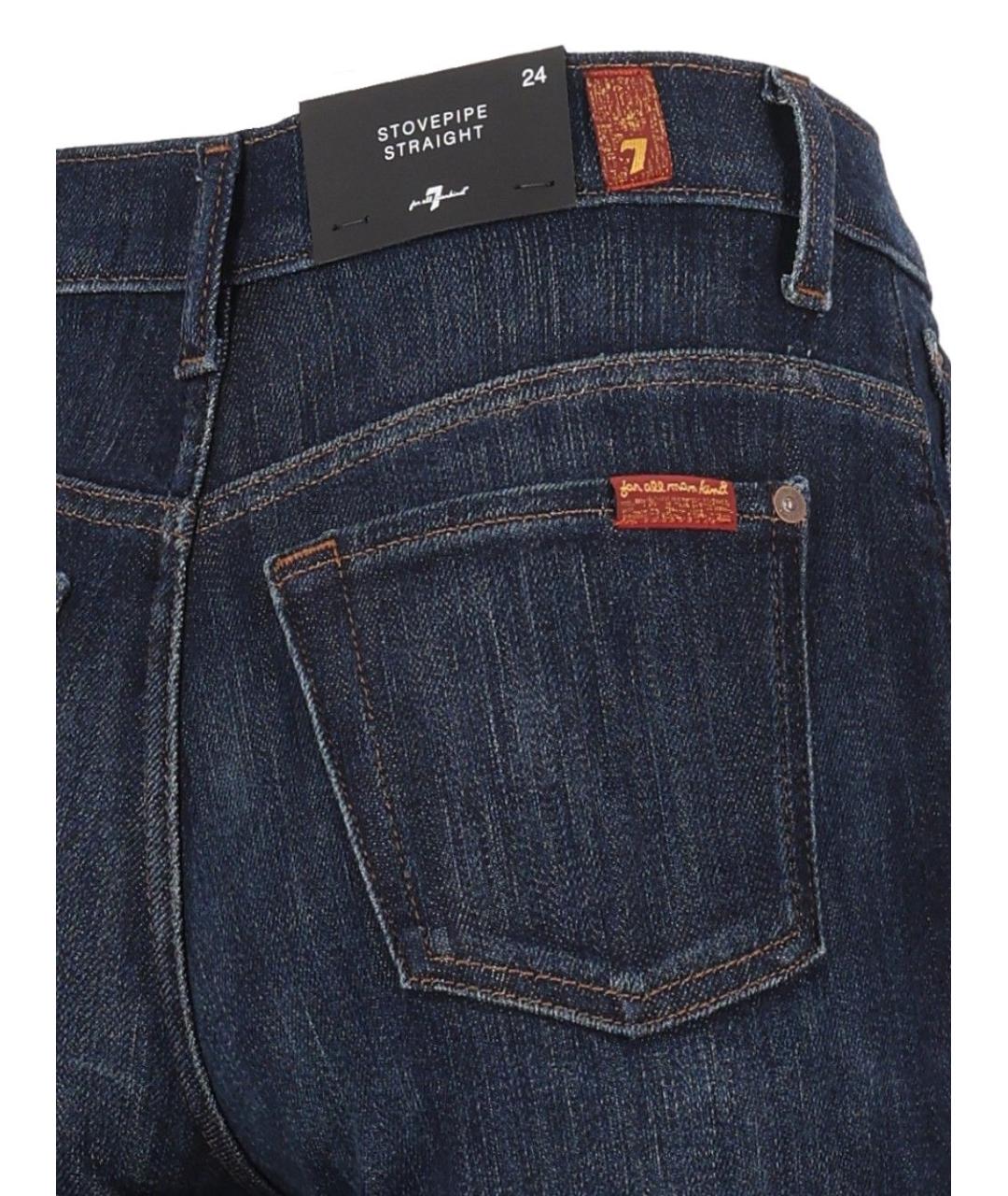 7 FOR ALL MANKIND Синие хлопковые прямые джинсы, фото 4