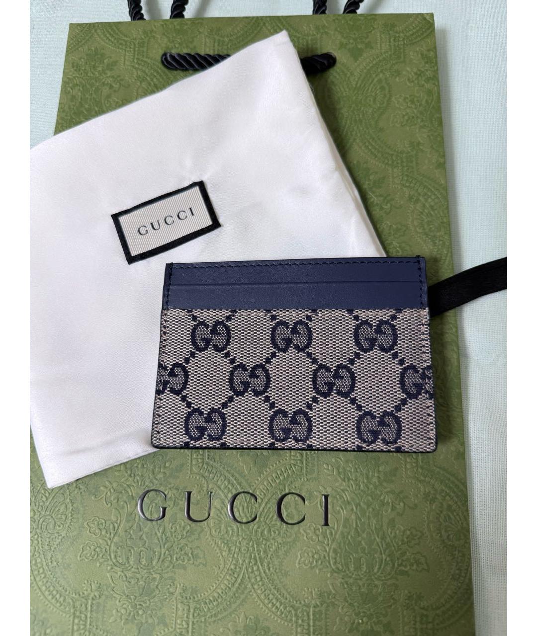 GUCCI Темно-синий кожаный кардхолдер, фото 7