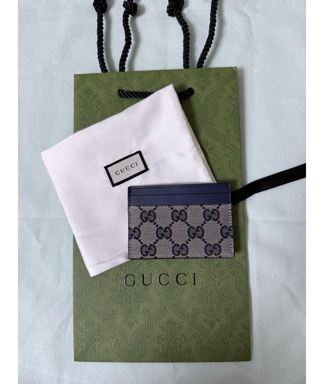 GUCCI Темно-синий кожаный кардхолдер, фото 4