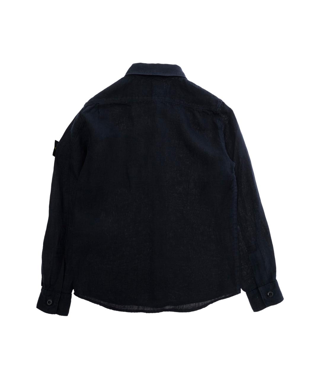STONE ISLAND JUNIOR Темно-синяя льняная детская рубашка, фото 2