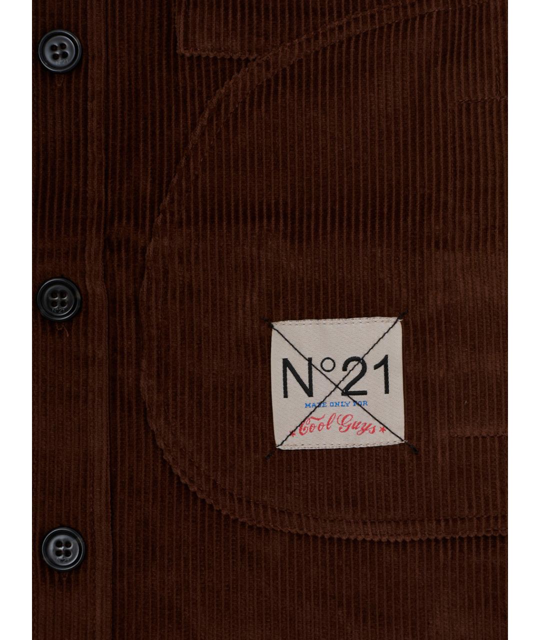 NO. 21 Коричневая хлопковая детская рубашка, фото 3