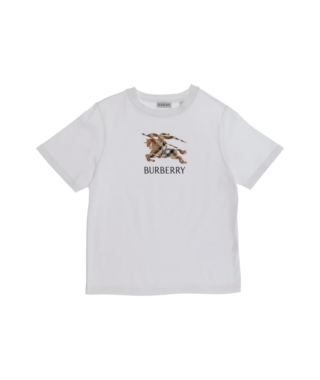 BURBERRY Белая хлопковая детская футболка, фото 1