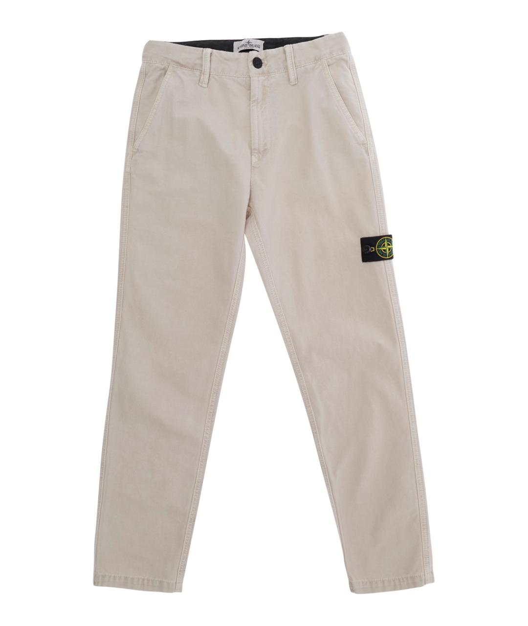 STONE ISLAND Бежевые хлопковые брюки и шорты, фото 1