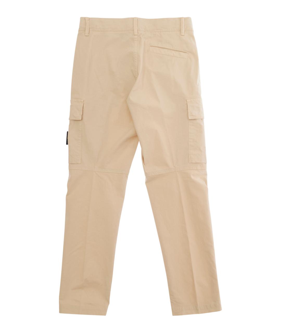 STONE ISLAND JUNIOR Бежевые хлопковые брюки и шорты, фото 2