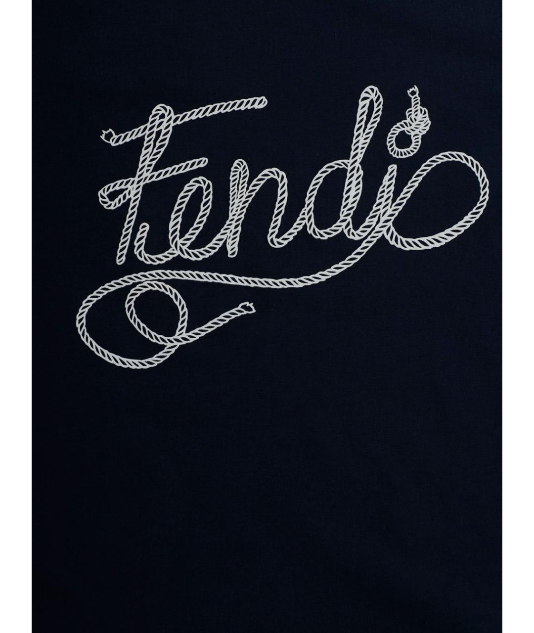 FENDI Темно-синяя хлопковая детская футболка, фото 3