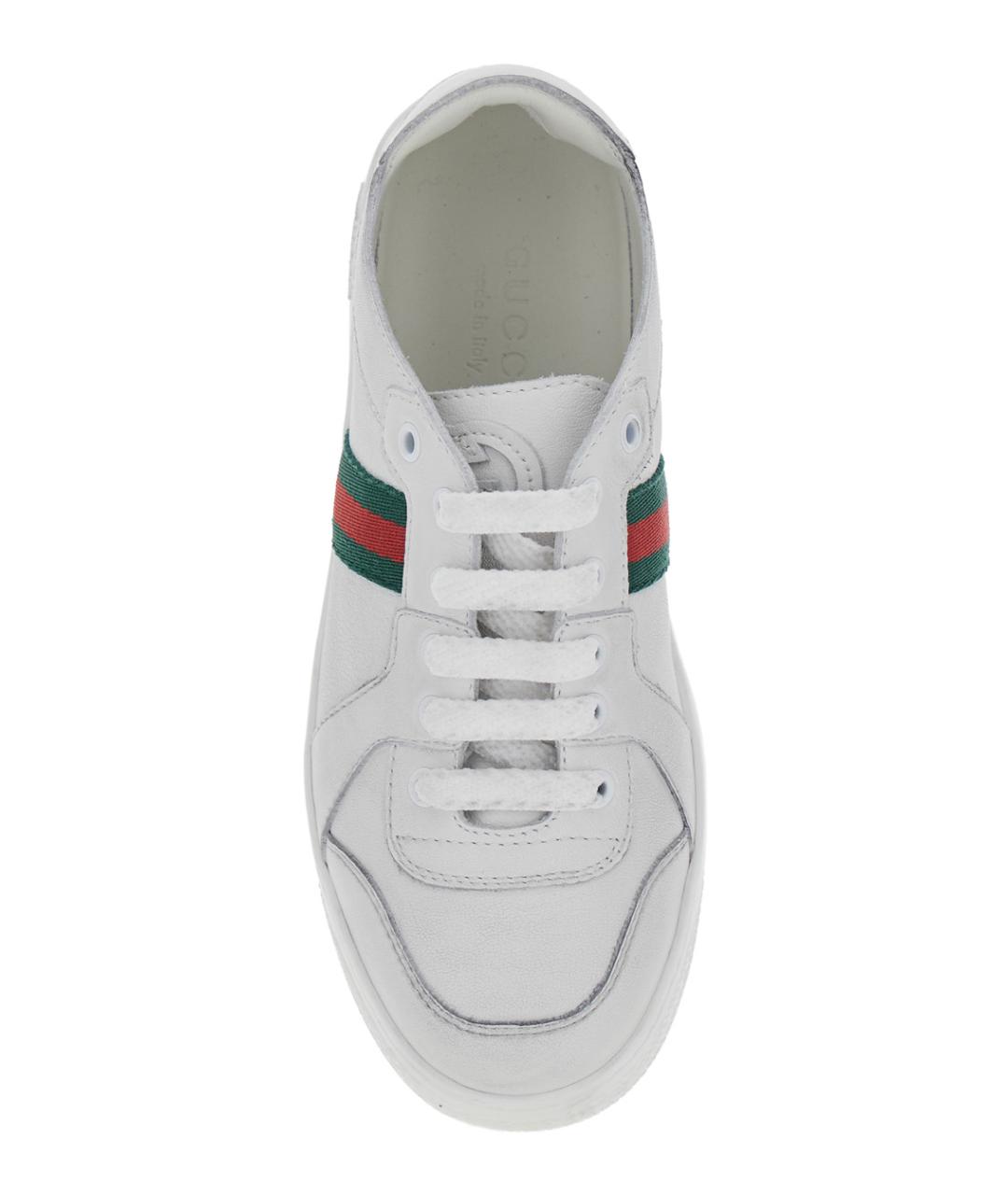 GUCCI Белые кожаные кеды, фото 4
