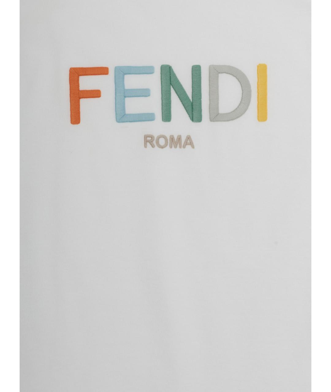 FENDI Белая хлопковая детская футболка, фото 3