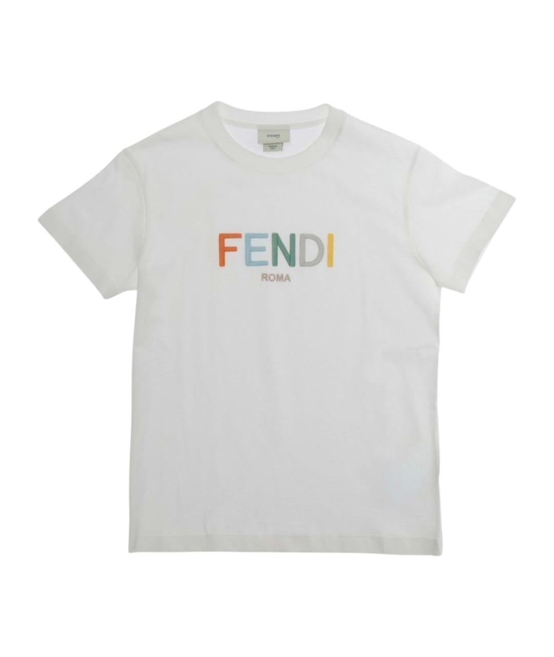 FENDI Белая хлопковая детская футболка, фото 1