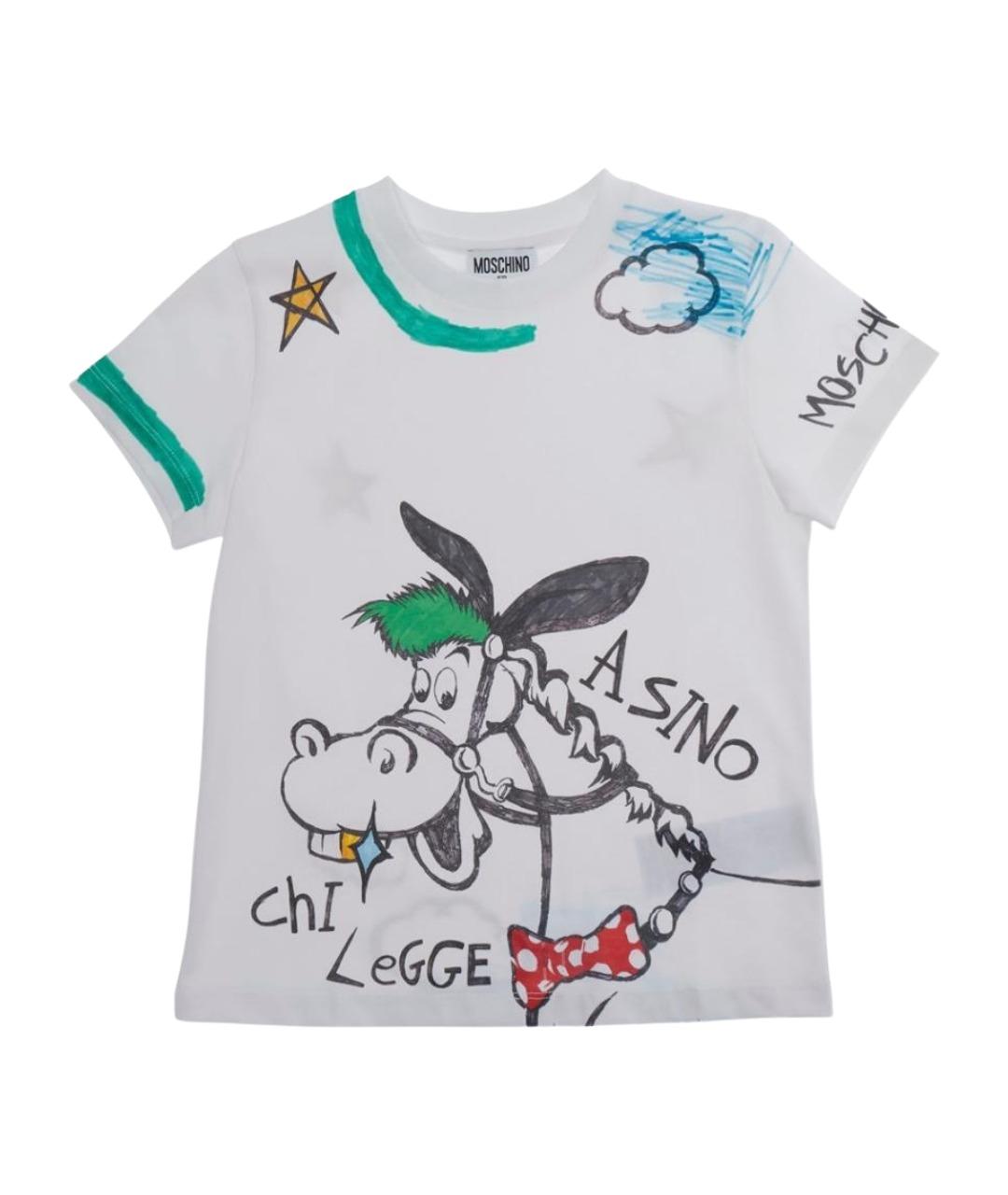 MOSCHINO Белая хлопковая детская футболка, фото 1