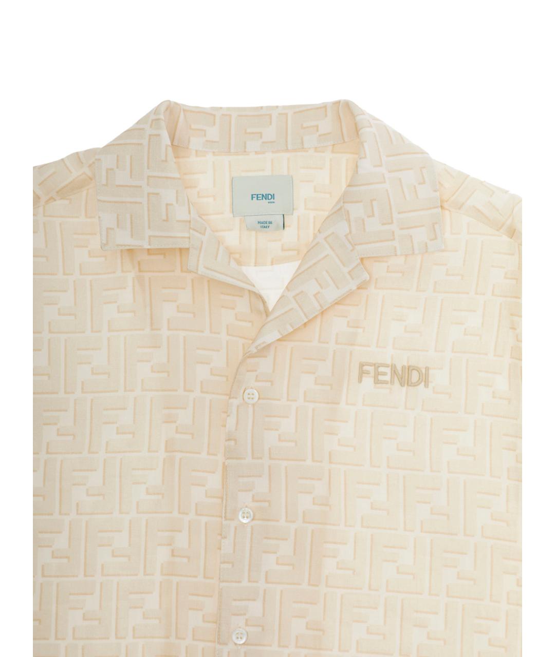 FENDI Бежевая льняная детская рубашка, фото 3