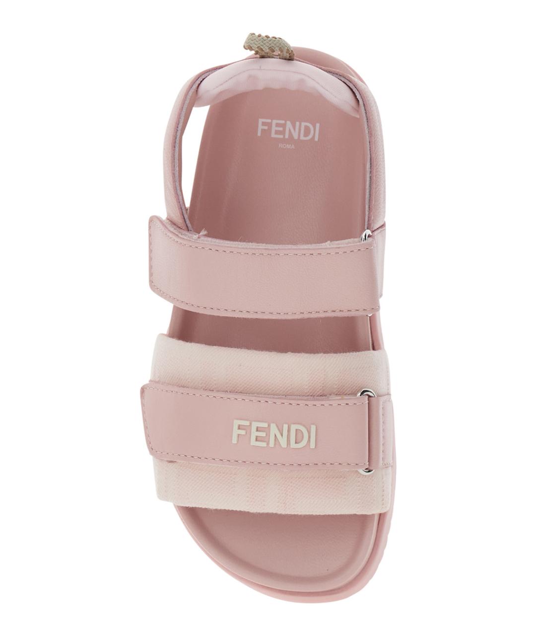 FENDI Розовые кожаные сандалии и шлепанцы, фото 4