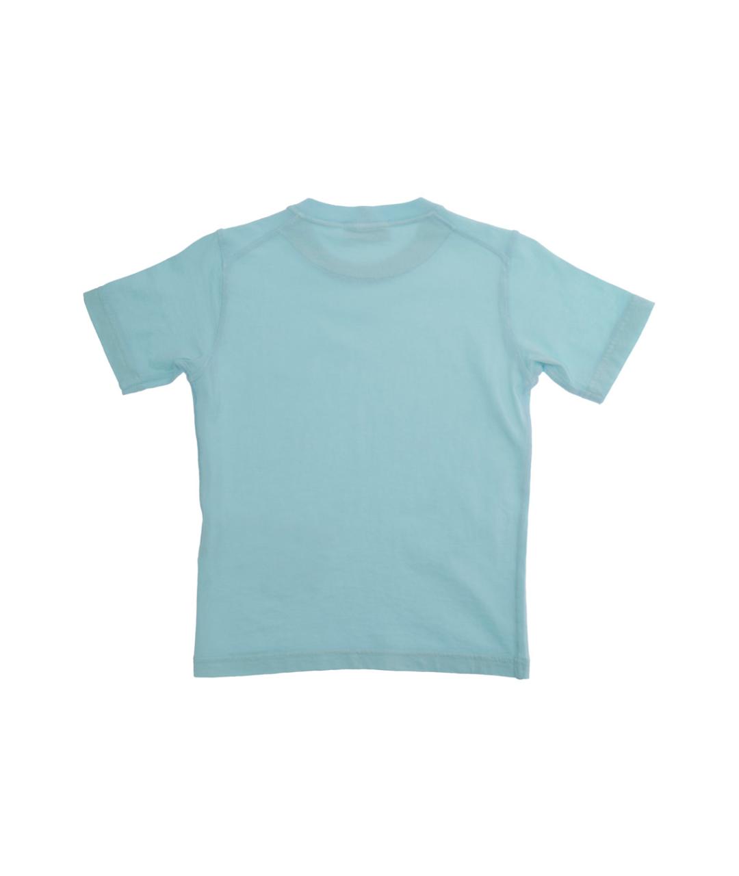 STONE ISLAND JUNIOR Голубая хлопковая детская футболка, фото 2