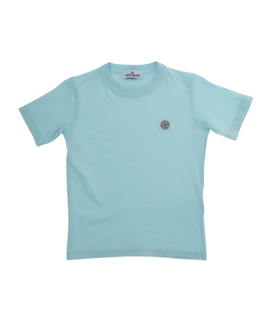 STONE ISLAND JUNIOR Голубая хлопковая детская футболка, фото 1