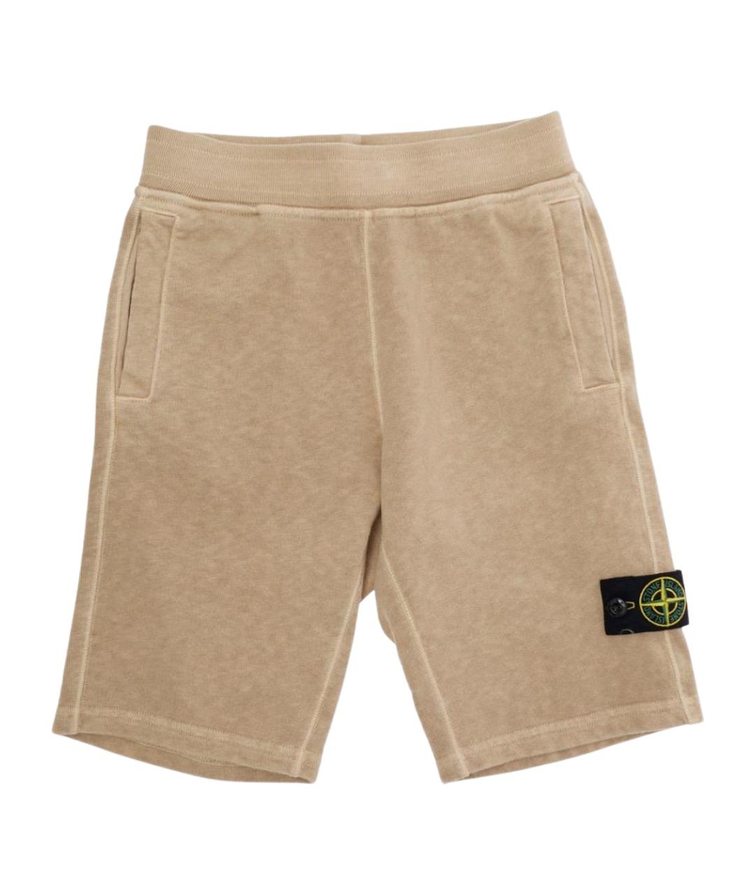 STONE ISLAND JUNIOR Бежевые хлопковые детские шорты, фото 1