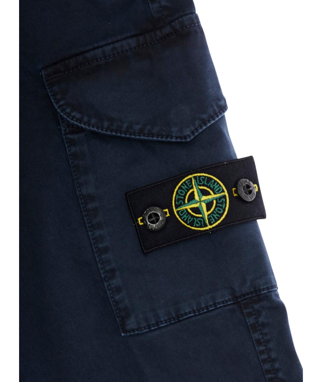 STONE ISLAND Темно-синие хлопковые брюки и шорты, фото 3