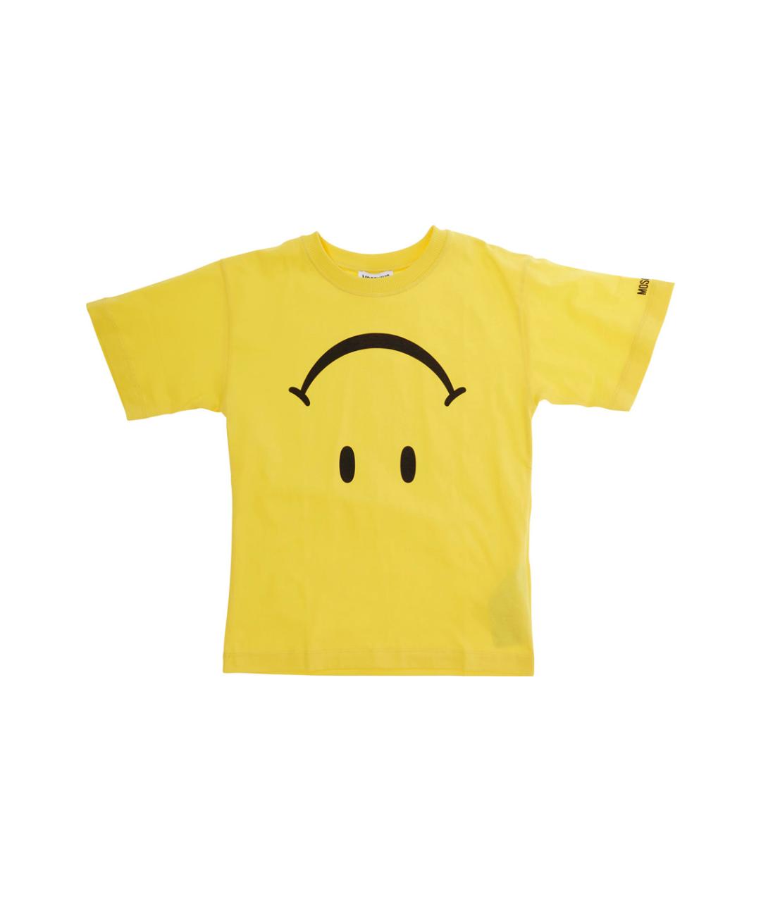 MOSCHINO Желтая хлопковая детская футболка, фото 1