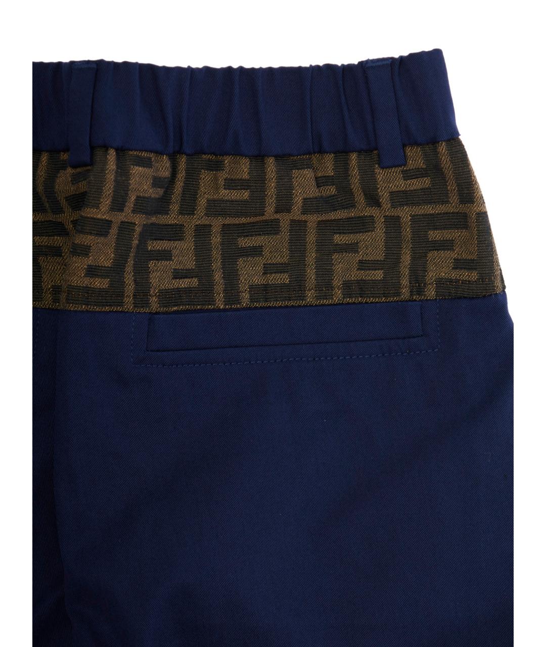 FENDI Синие хлопковые брюки и шорты, фото 3