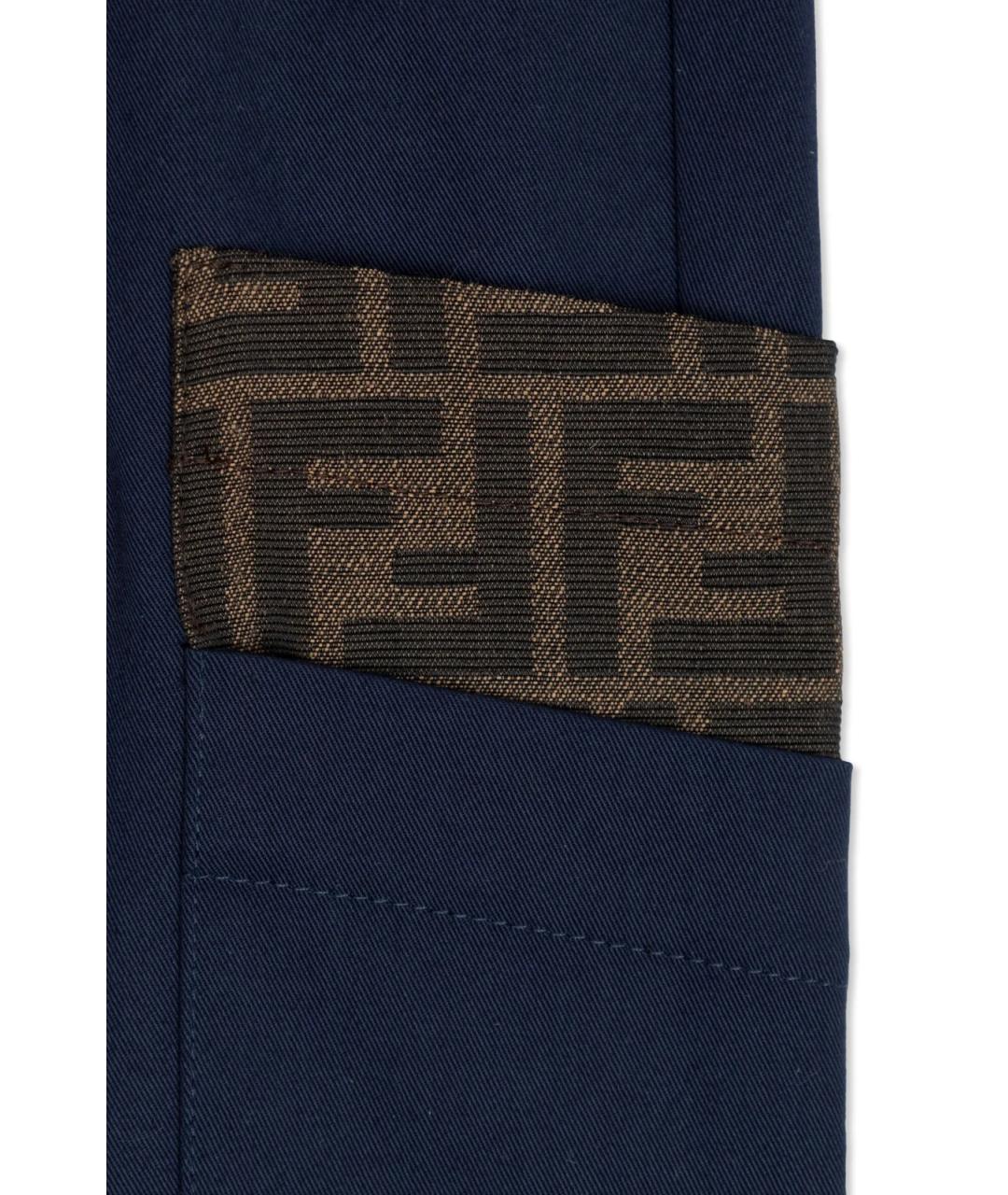FENDI Синие хлопковые брюки и шорты, фото 4