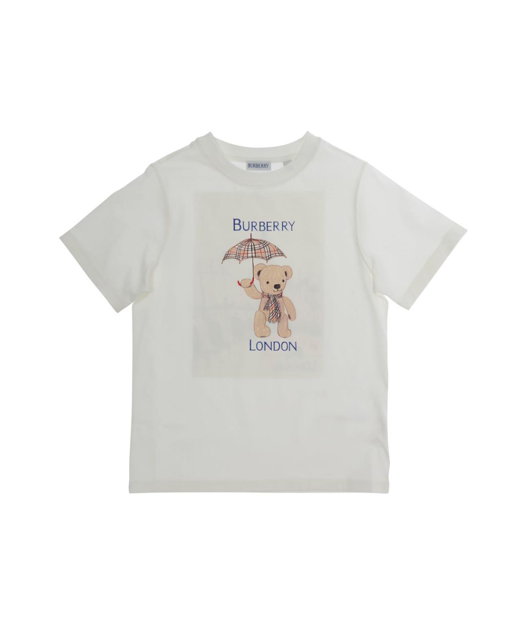 BURBERRY Белая хлопковая детская футболка, фото 1