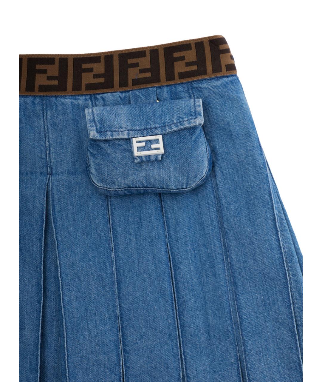 FENDI Синяя хлопковая юбка, фото 3