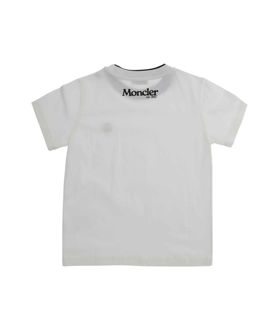 MONCLER KIDS Белая хлопковая детская футболка, фото 2
