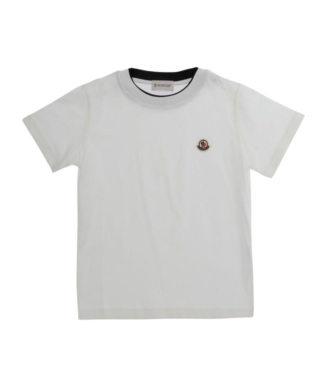 MONCLER KIDS Белая хлопковая детская футболка, фото 1
